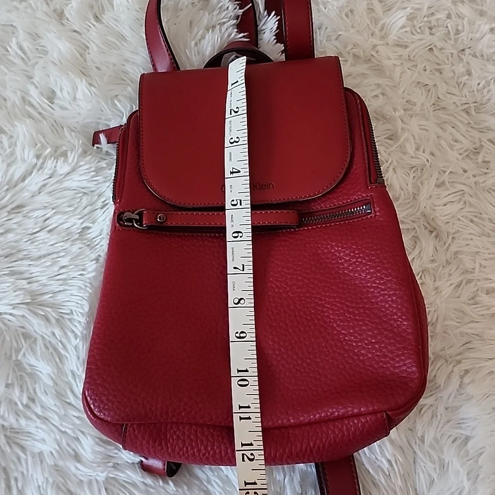 Calvin Klein Dark Red Faux Leather Backpack